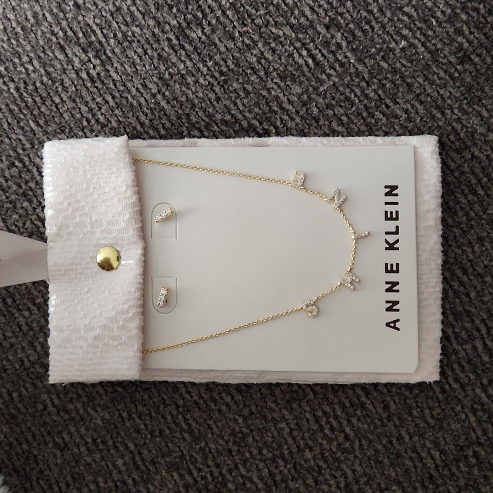Anne Klein Gold-Tone Crystal Shine Collar Necklace & Stud Earrings Set